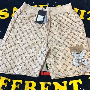 George V 'Culture' Fleece Shorts (Beige)